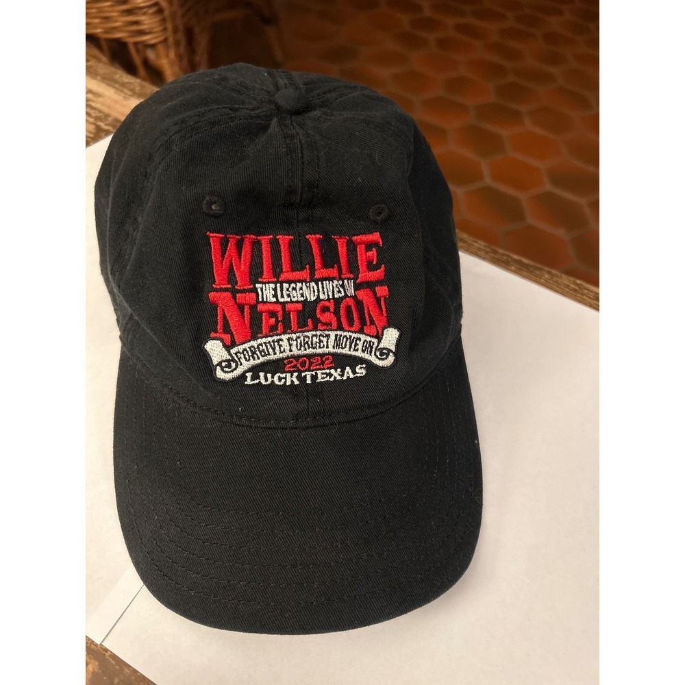 Willie Nelson Luck Texas 2022 Tour Hat Black Embroidered Otto Cap Baseball Hat